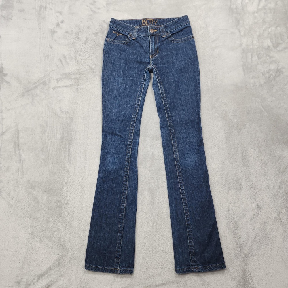 Kimes Ranch Jeans Womens 00/34 Blue Mid Rise Slim Bootcut Stretch Denim Western